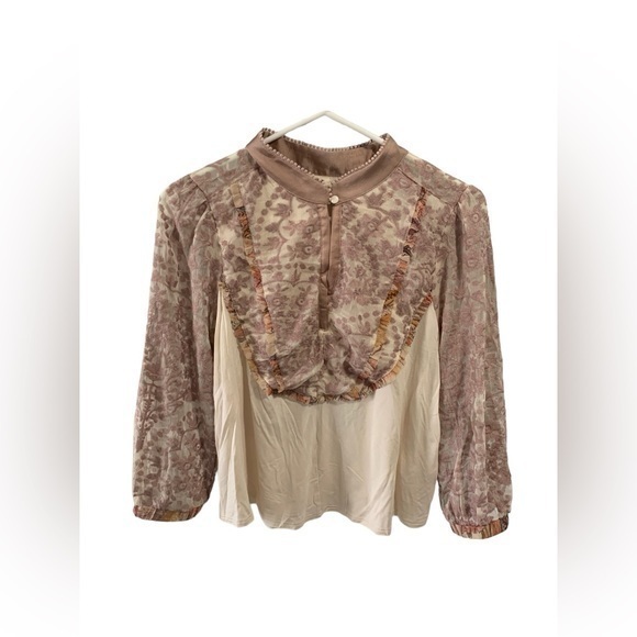 Anthropologie Tops - Anthropologie Tiny Boho Floral Peasant Blouse Size Medium